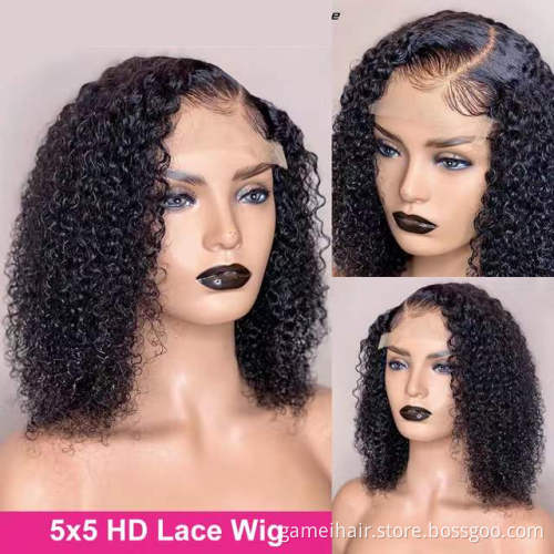 Wholesale Raw Brazilian Human Hair Hd Full Lace Frontal Bob Wig Vendor Deep Wave Virgin Human Hair Transparent Lace Front Wig